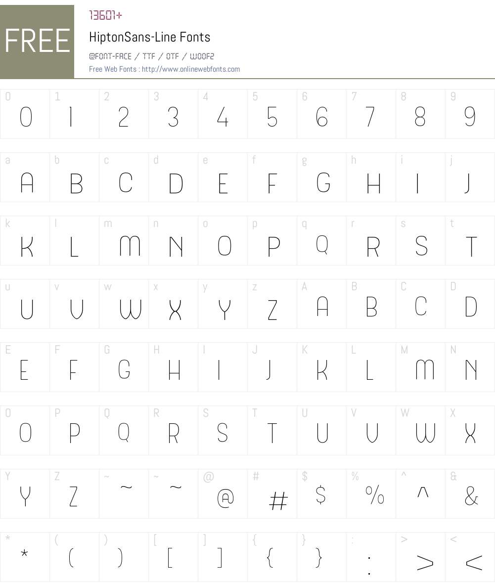 HiptonSans-Line Font Screenshots