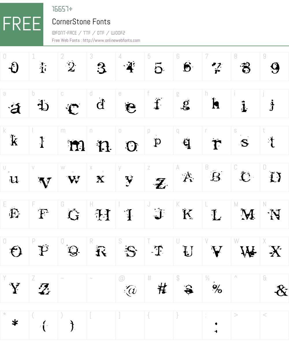 CornerStone Font Screenshots