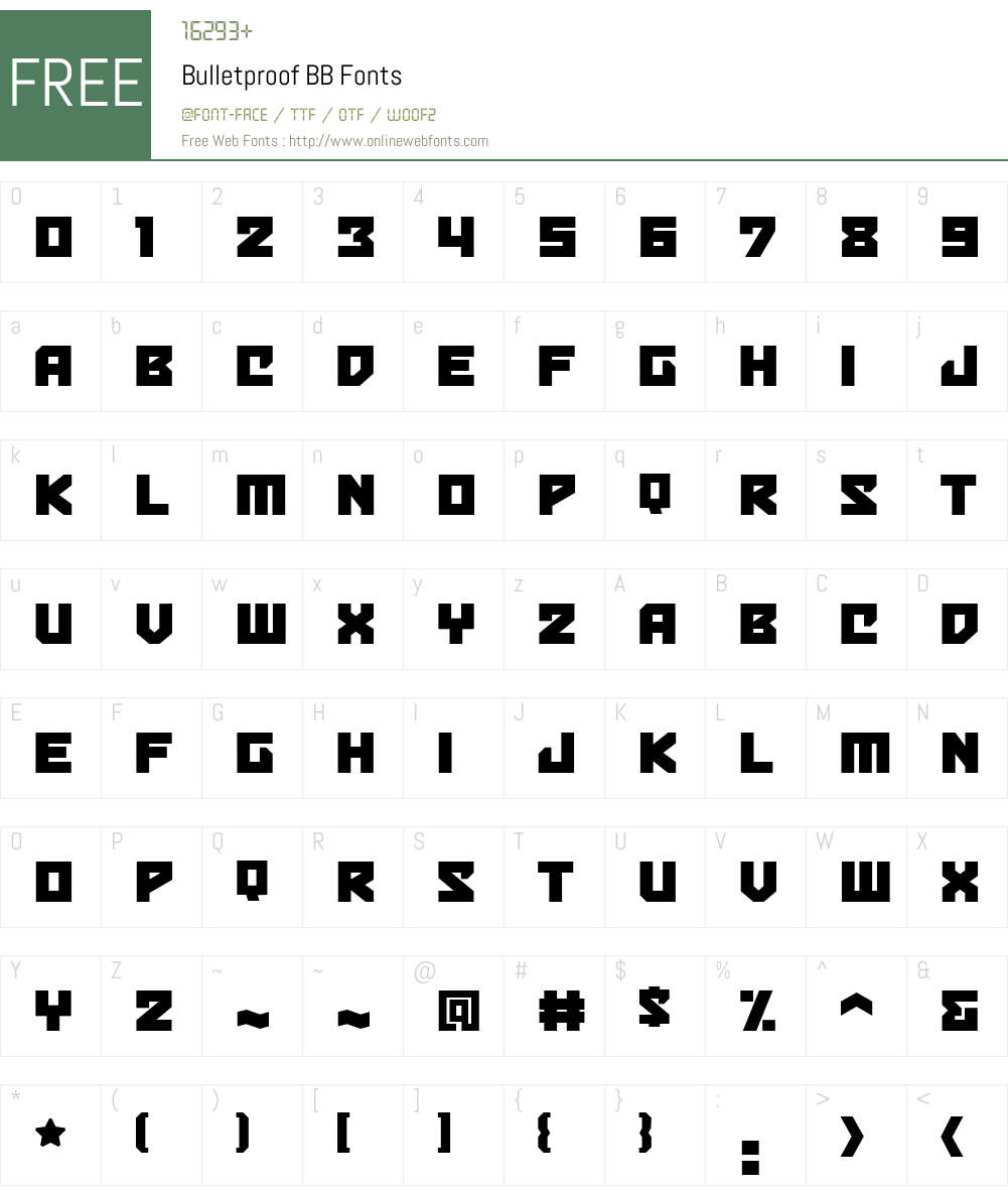 Bulletproof BB Font Screenshots