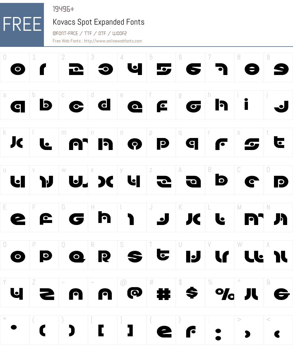 Kovacs Spot Expanded Font Screenshots