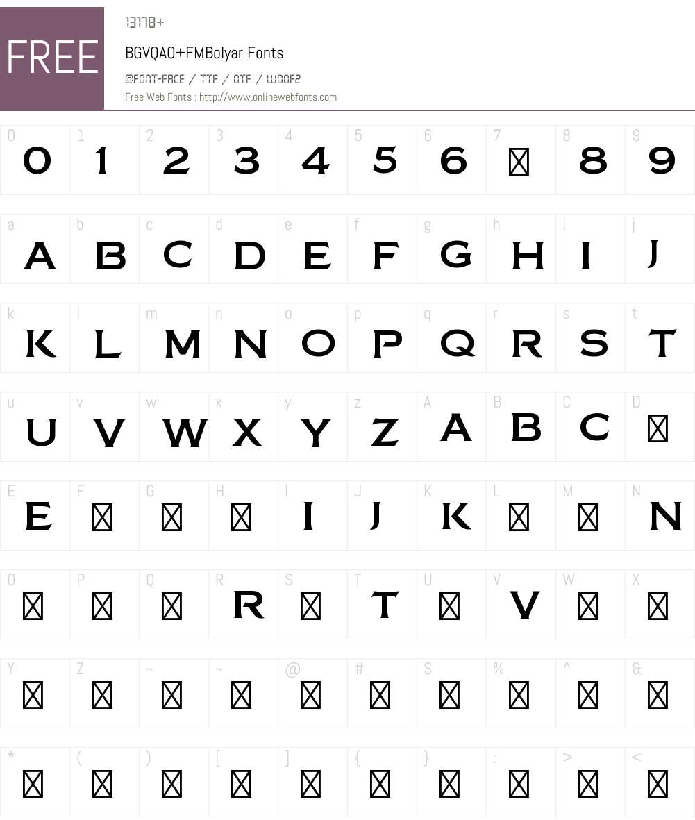 BGVQAO+FMBolyar Font Screenshots