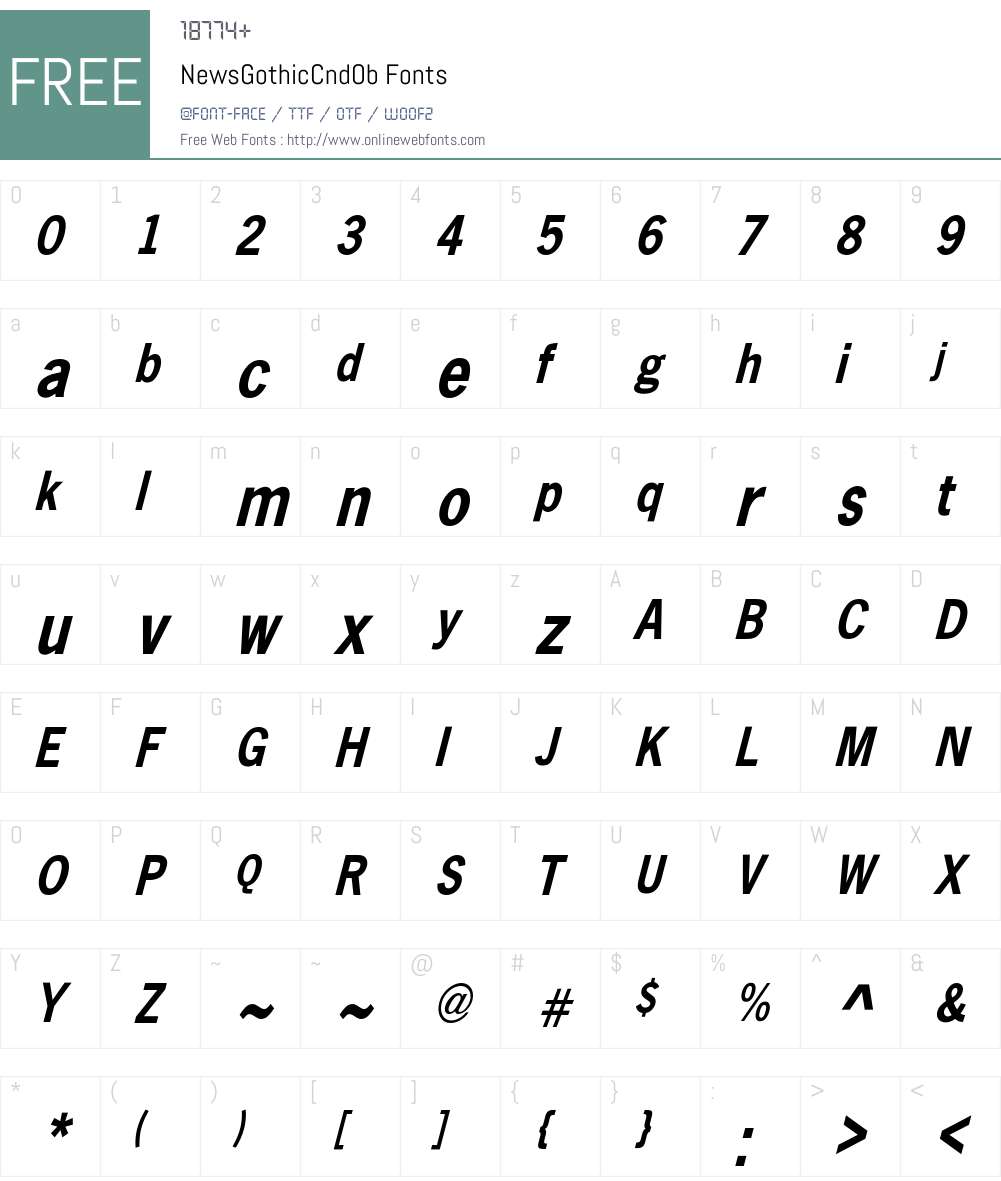 NewsGothicCndOb Font Screenshots