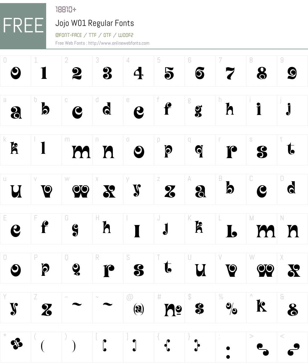 JojoW01-Regular Font Screenshots