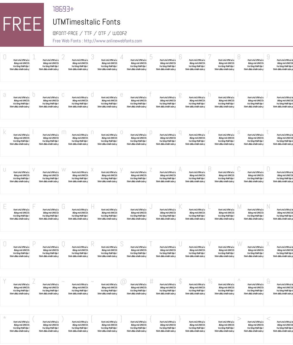 UTM Times Font Screenshots