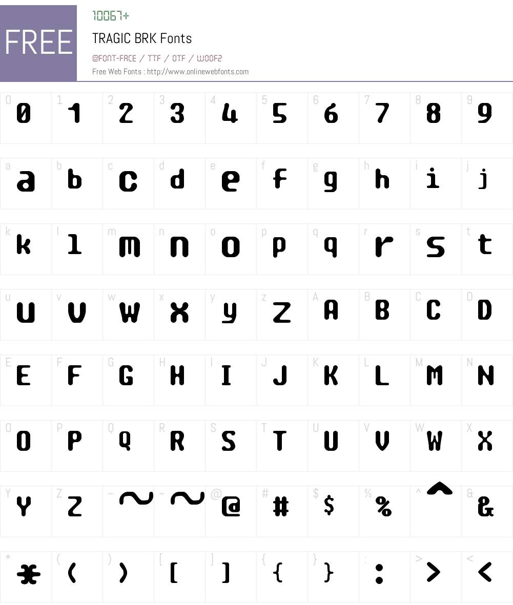 TRAGIC BRK Font Screenshots