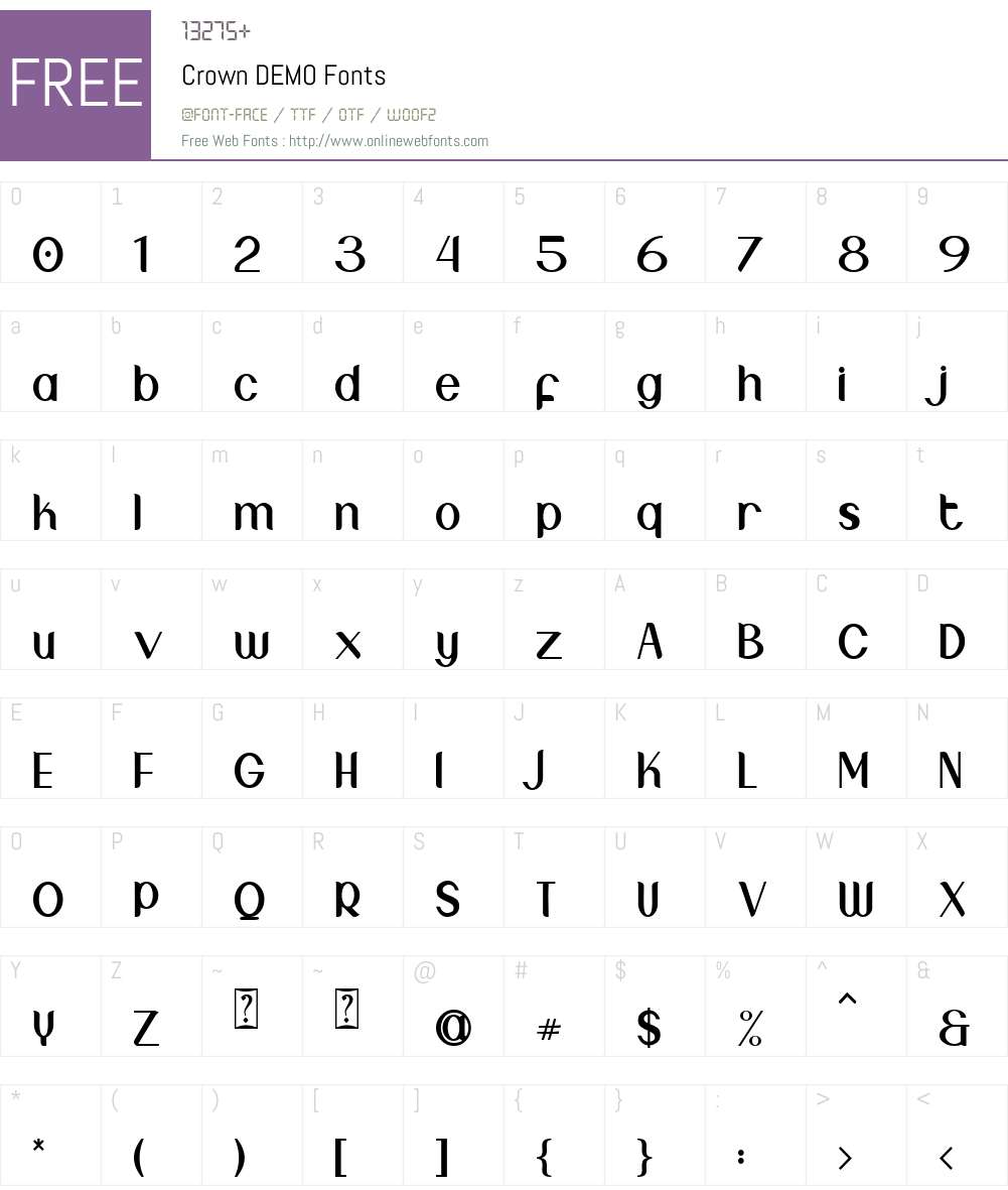 Crown DEMO Font Screenshots