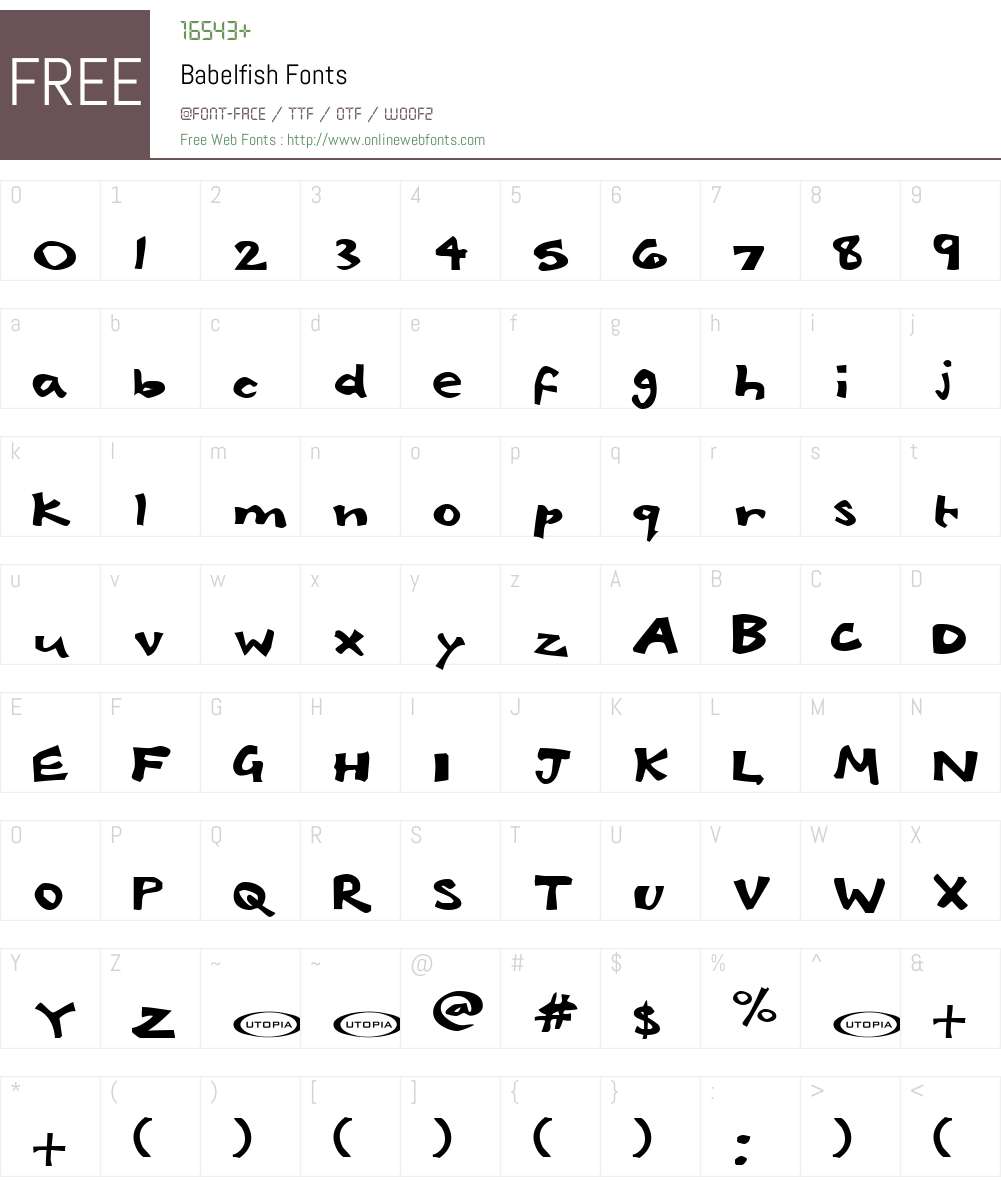 Babelfish Font Screenshots
