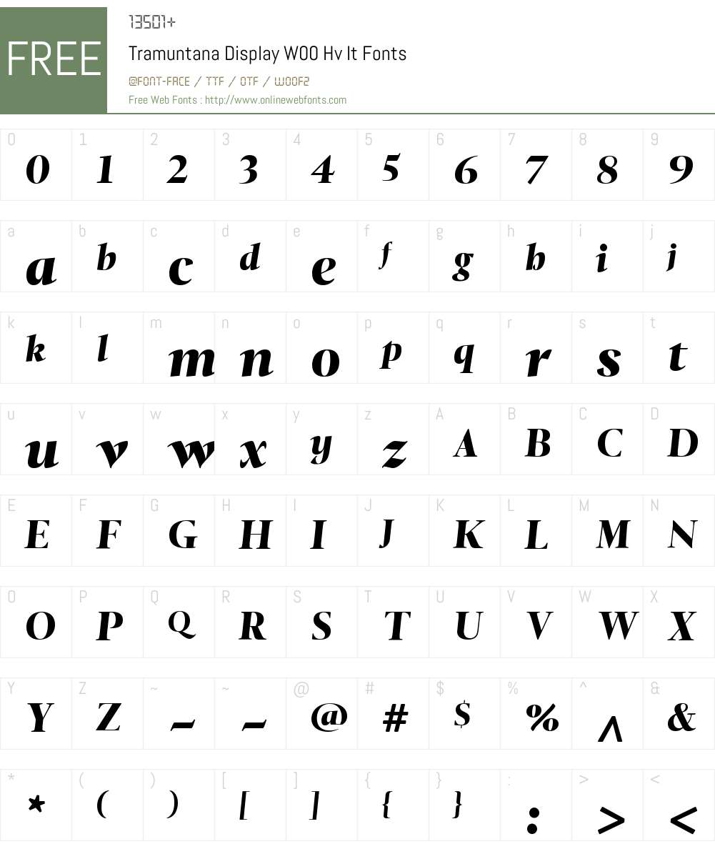 TramuntanaDisplayW00-HvIt Font Screenshots