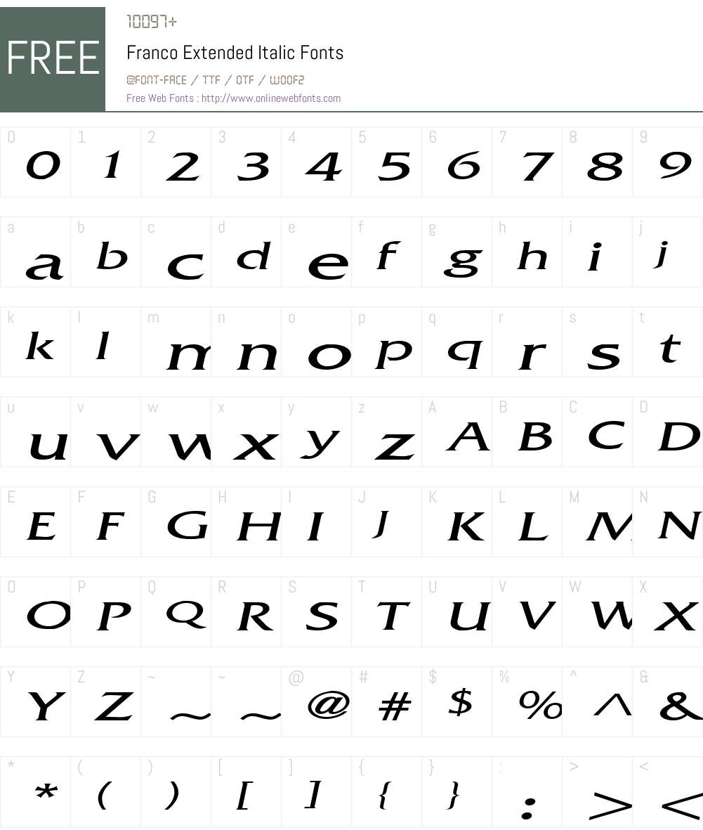 Franco Extended Font Screenshots