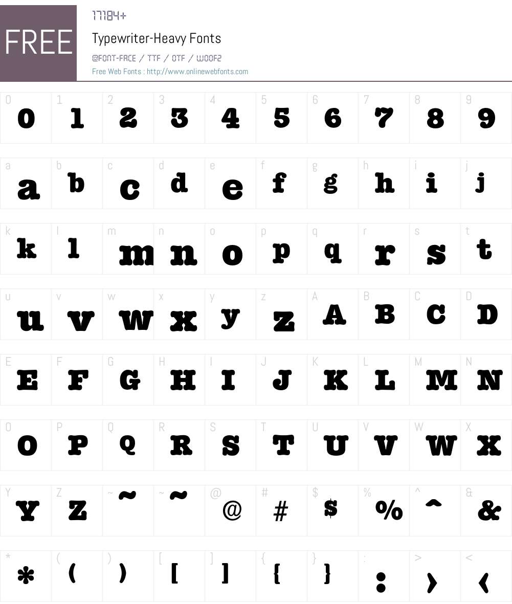 Typewriter-Heavy Font Screenshots