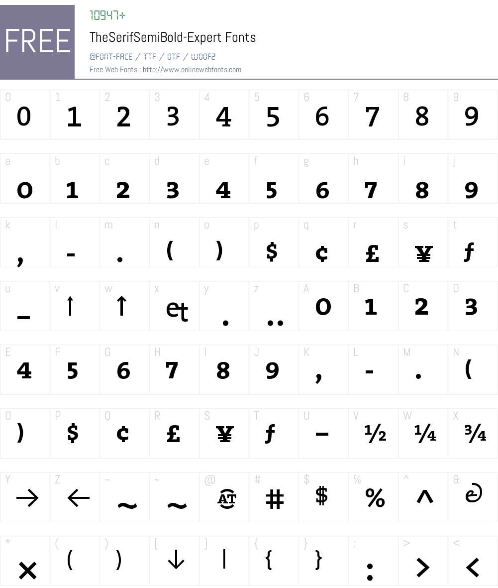 The Serif Semi Bold- Font Screenshots