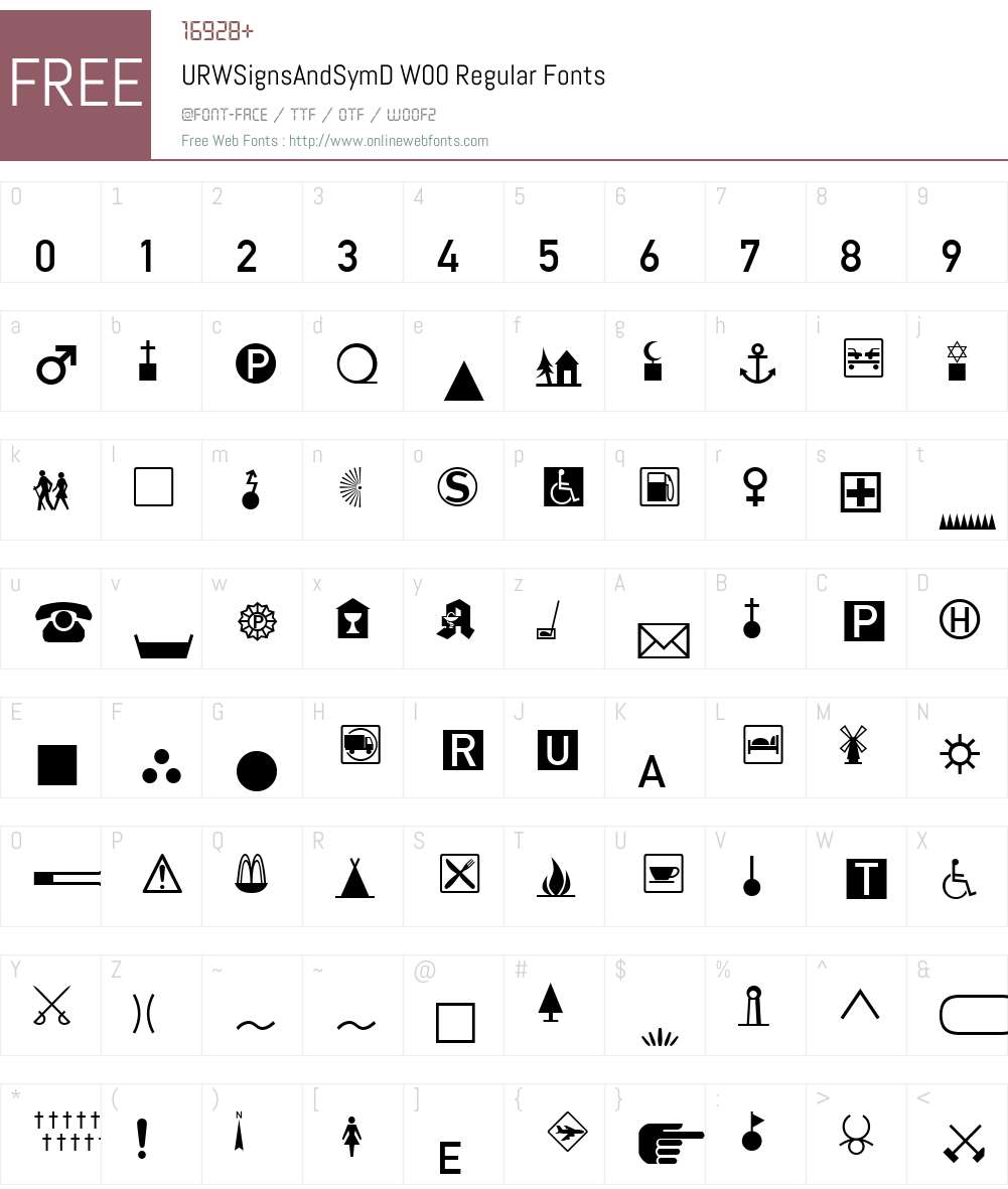 Signs and Symbols Font Screenshots