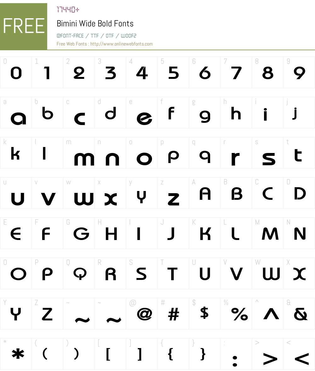 Bimini Wide Font Screenshots
