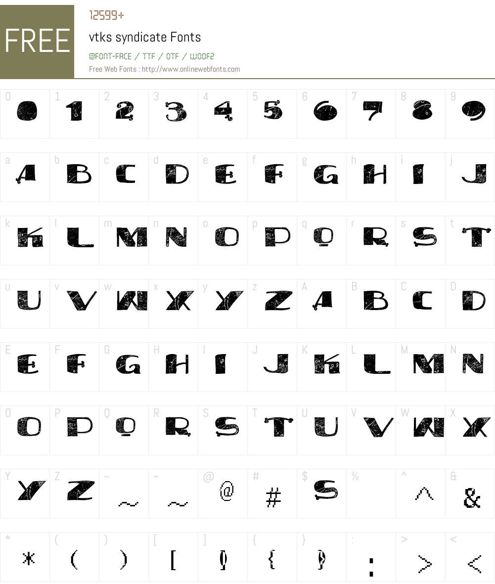 vtks syndicate Font Screenshots