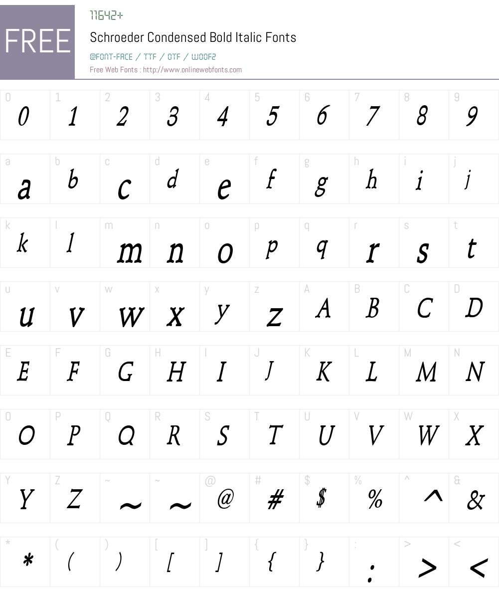 Schroeder Condensed Font Screenshots