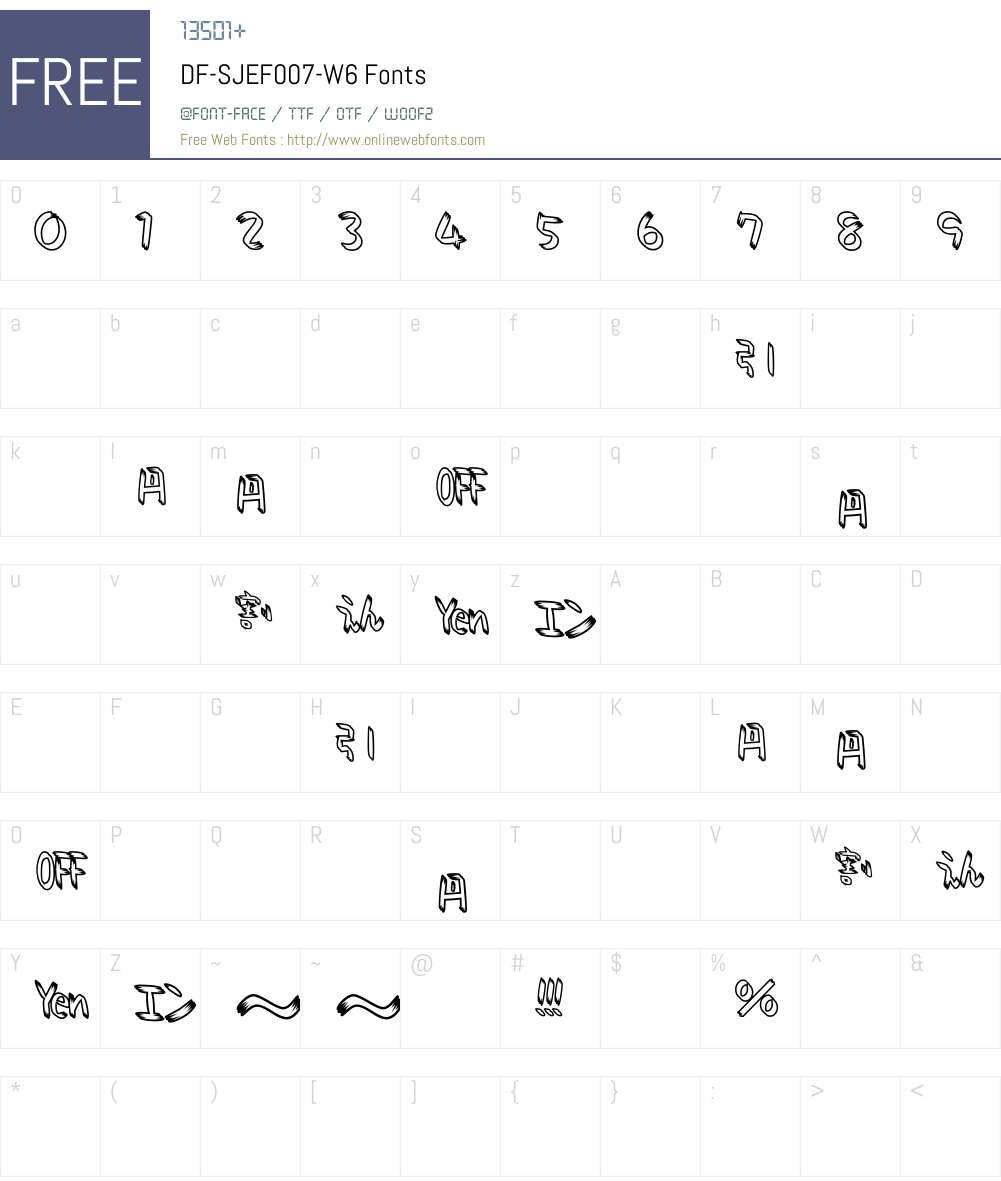 DF-SJEF007-W6 Font Screenshots
