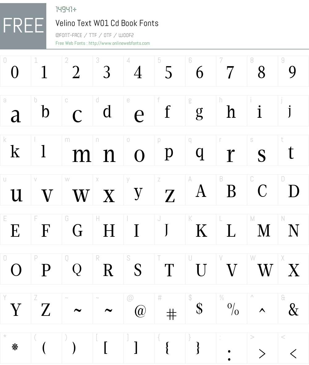 VelinoTextW01-CdBook Font Screenshots