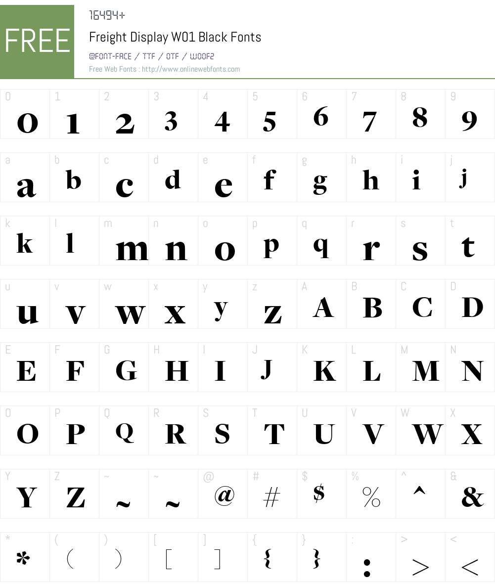 FreightDisplayW01-Black Font Screenshots