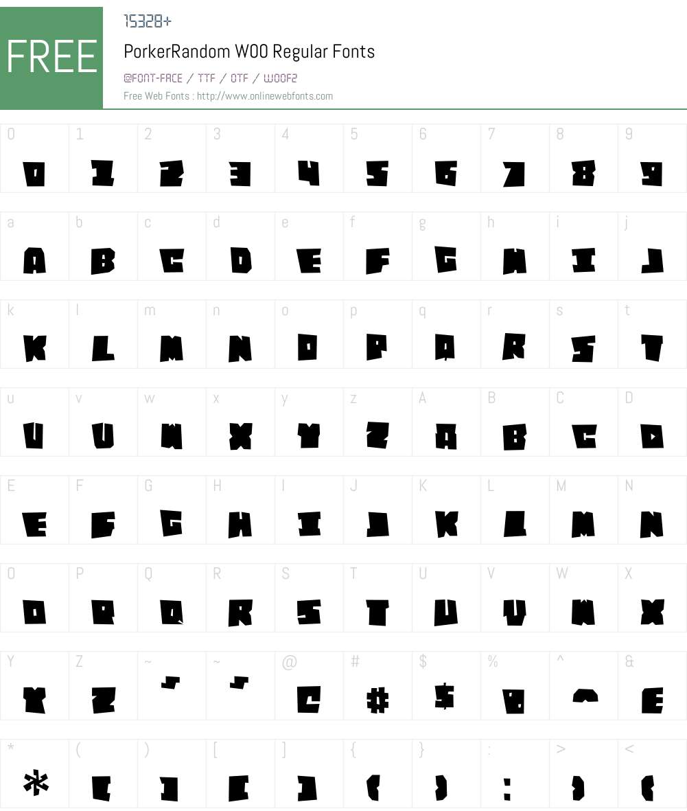 PorkerRandomW00-Regular Font Screenshots