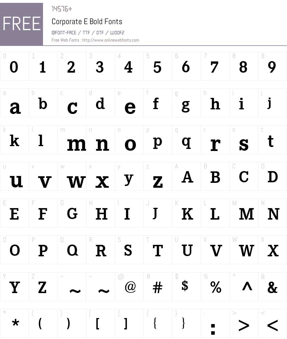 Corporate E BQ Font Screenshots