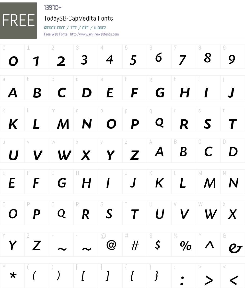 TodaySB-CapMedIta Font Screenshots