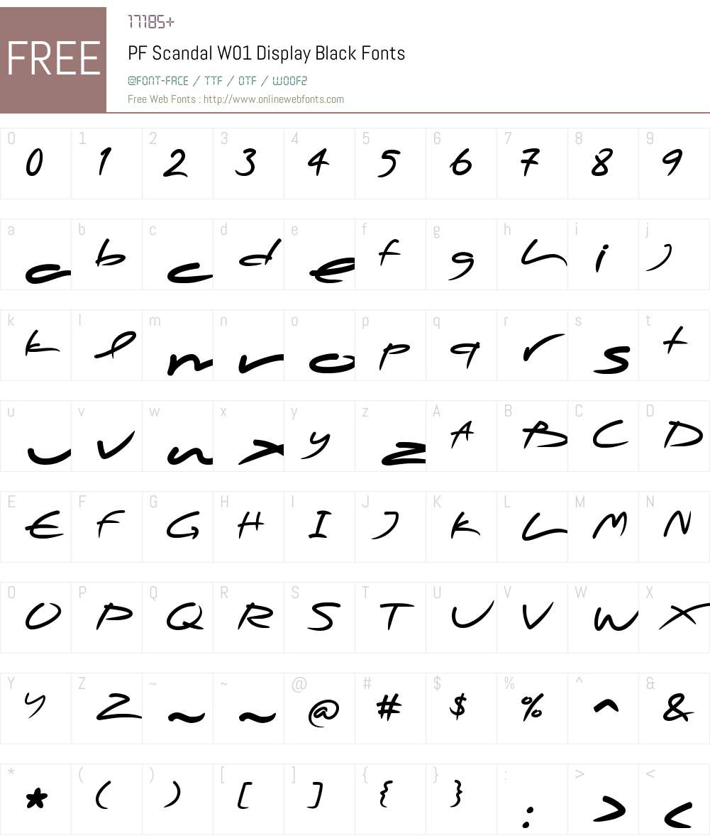 PFScandalW01-DisplayBlack Font Screenshots