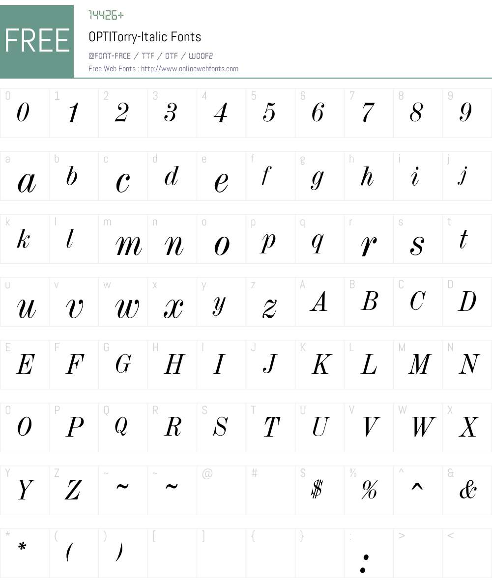 OPTITorry Font Screenshots