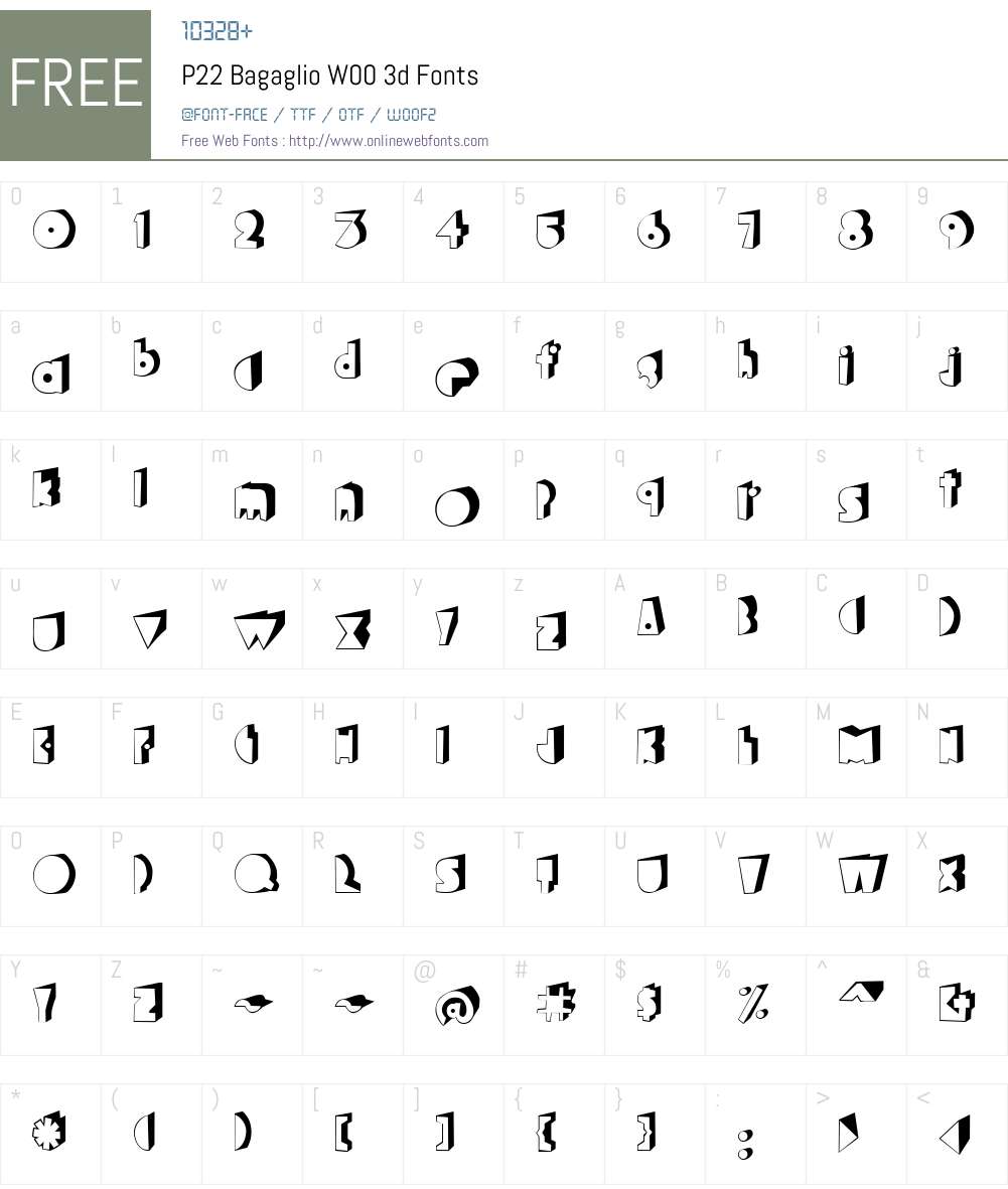 P22BagaglioW00-3d Font Screenshots
