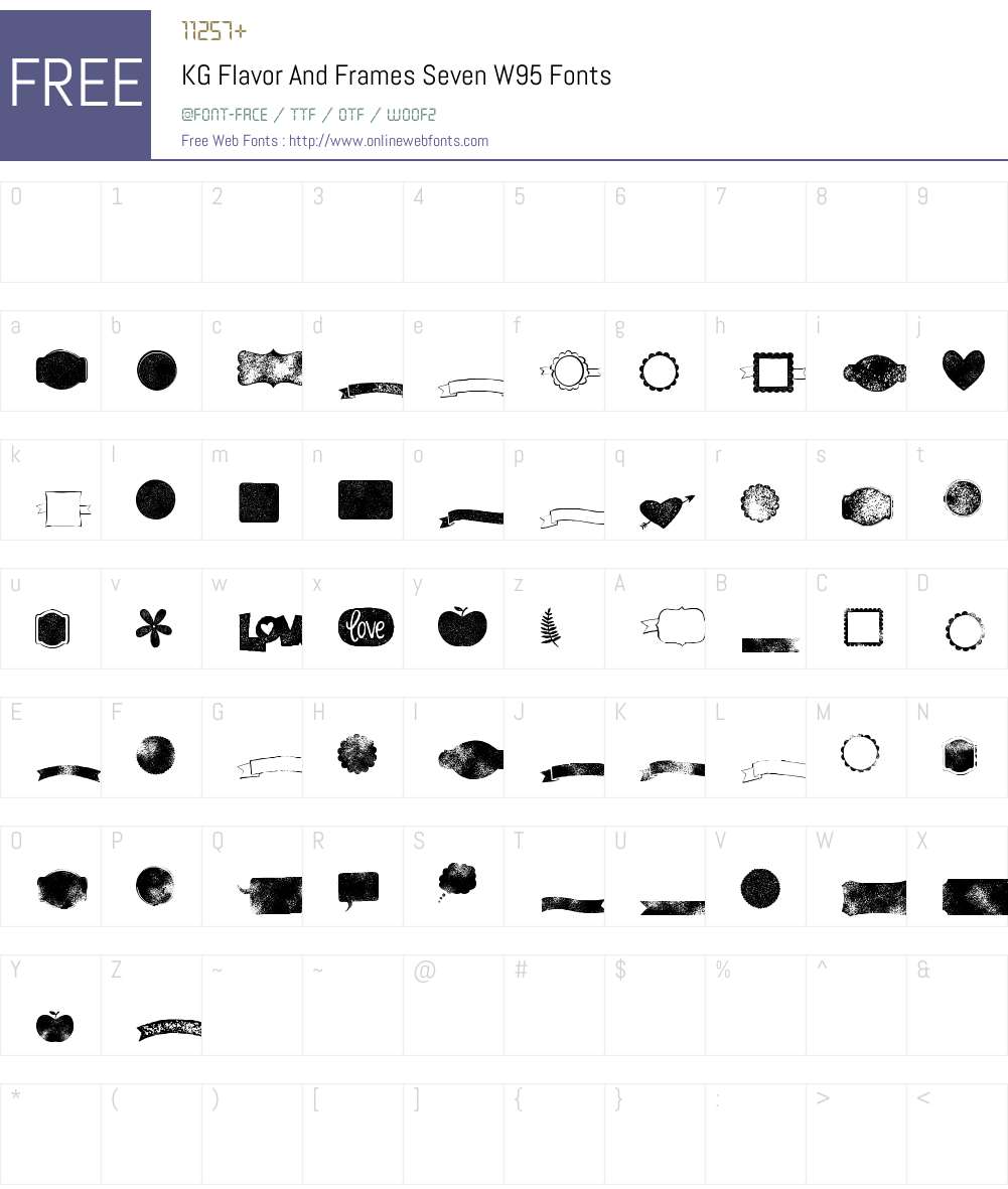 KGFlavorAndFramesSevenW95 Font Screenshots