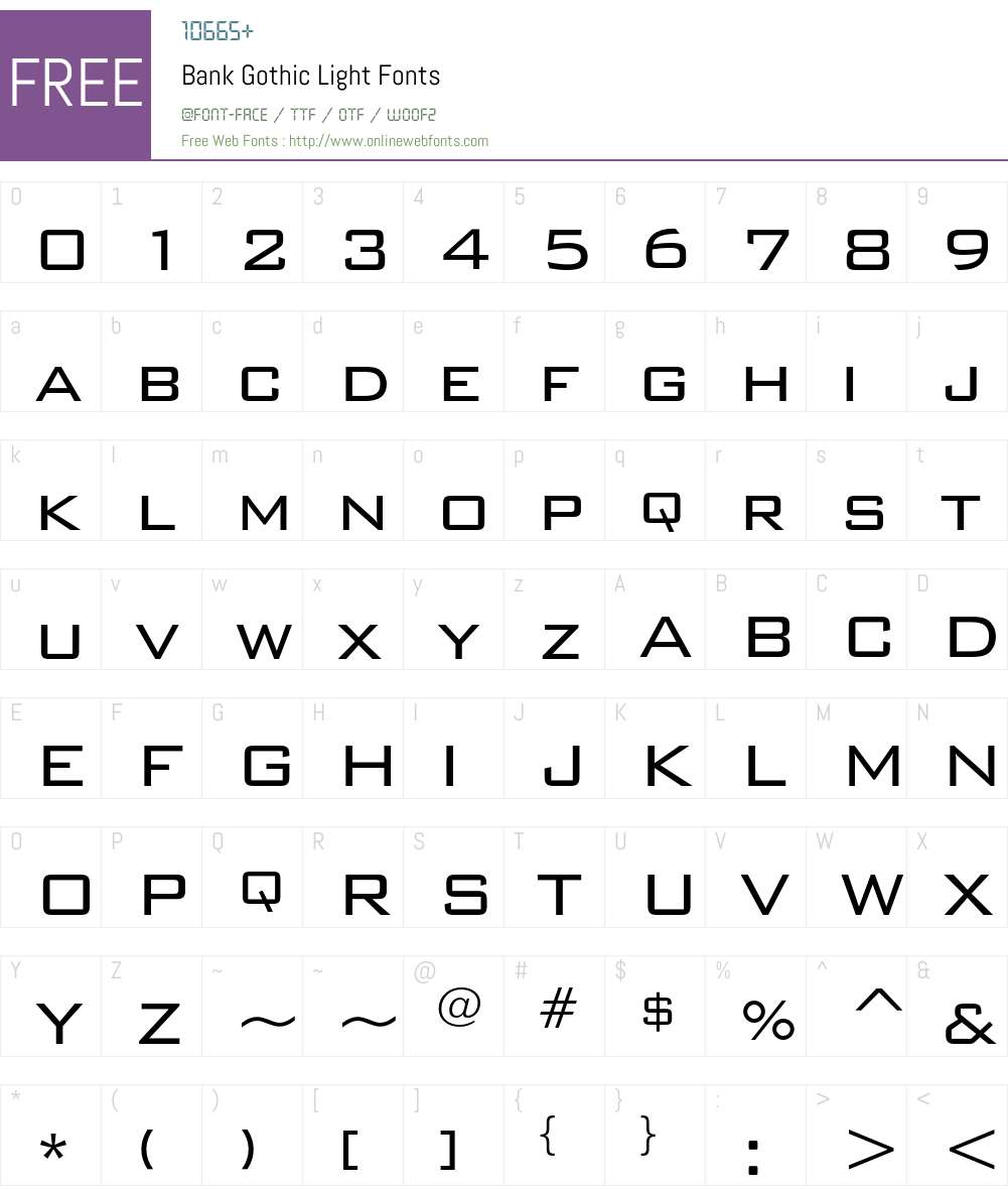 Bank Gothic Font Screenshots