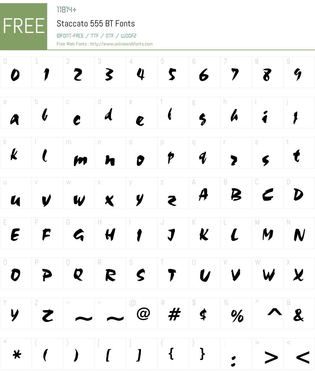 Staccato555 BT Font Screenshots