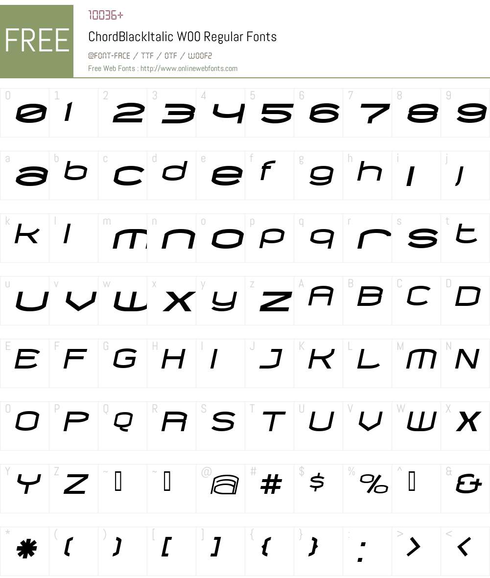 ChordBlackItalic Font Screenshots