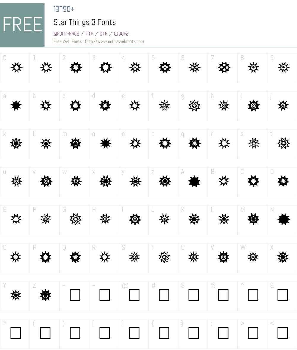 Star Things 3 Font Screenshots