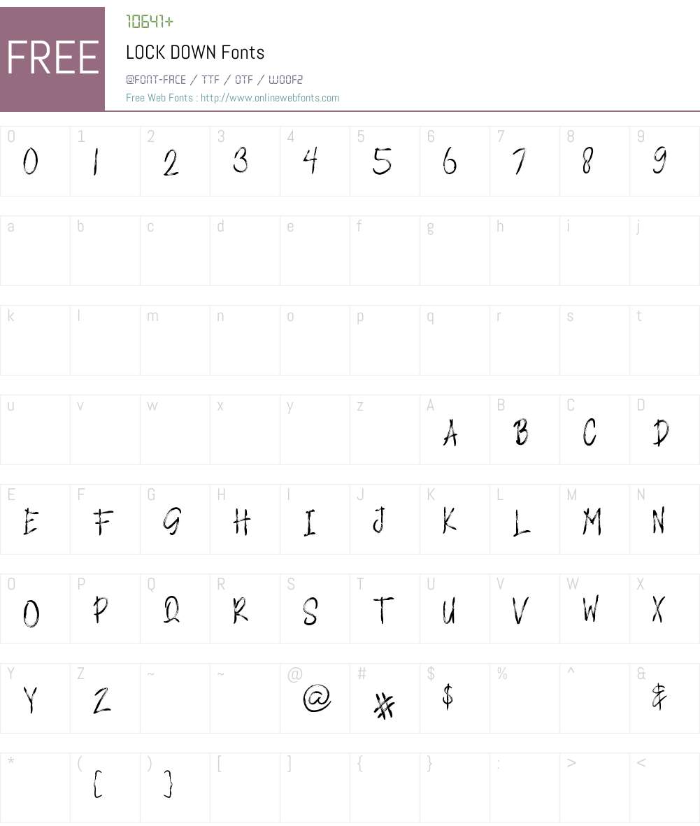 LOCK DOWN Font Screenshots