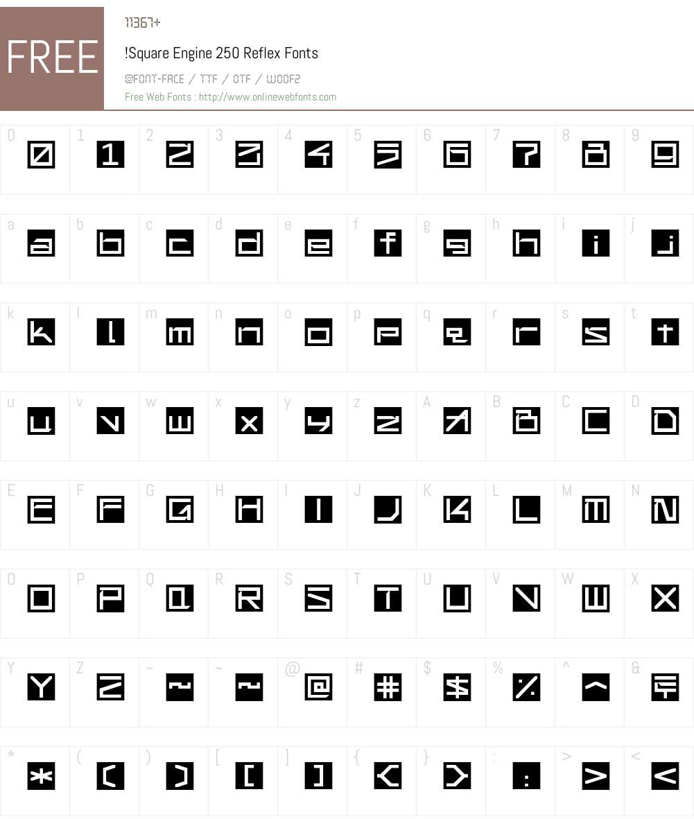 !Square Engine 250 Reflex Font Screenshots