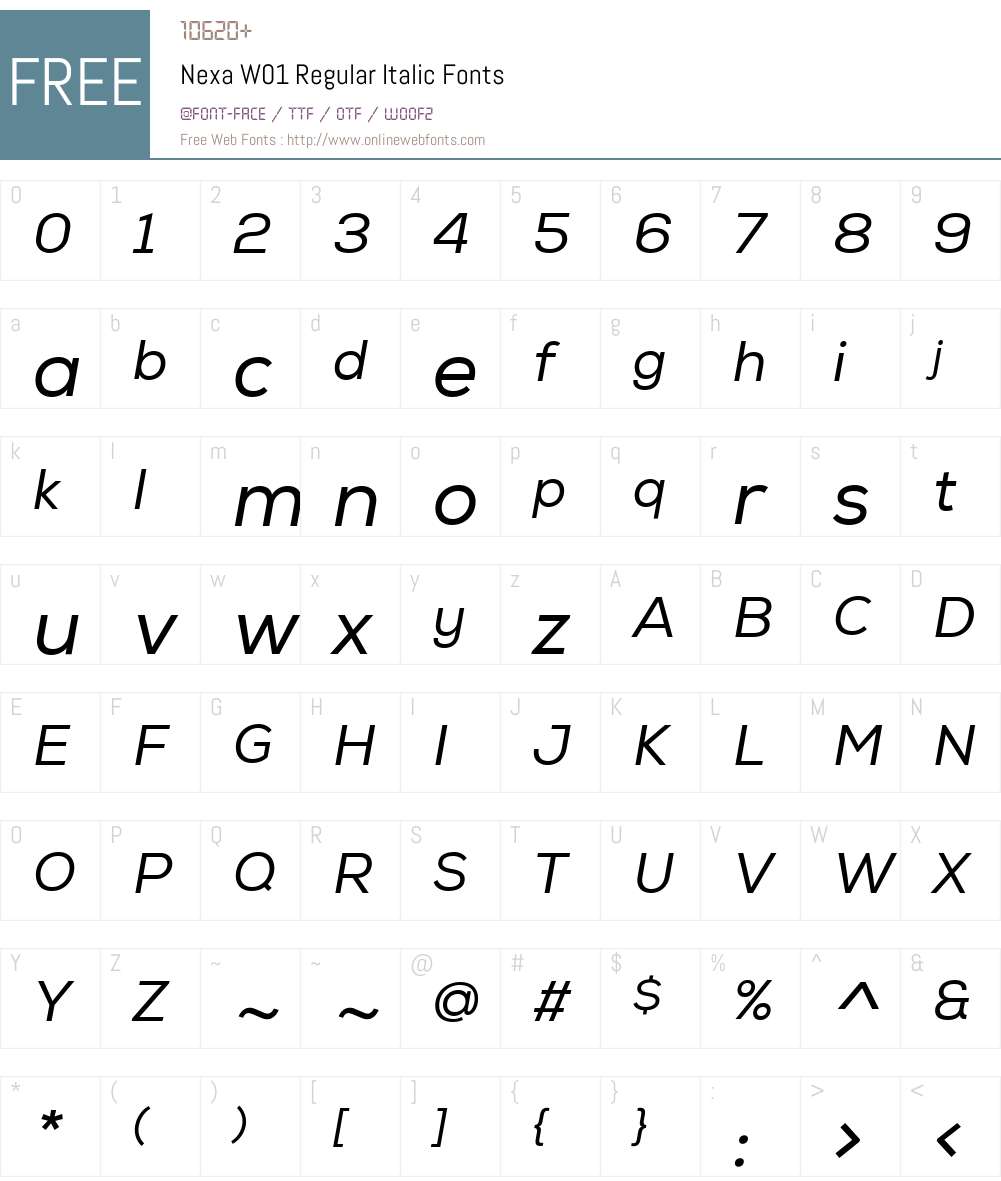 NexaW01-RegularItalic Font Screenshots
