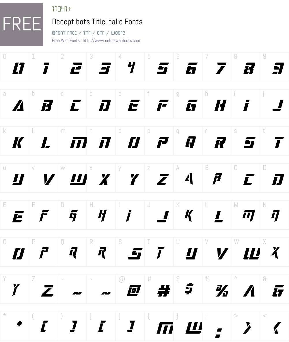 Deceptibots Title Italic Font Screenshots