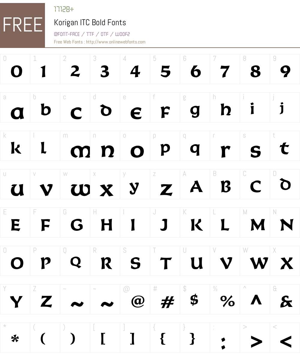 Korigan ITC Font Screenshots