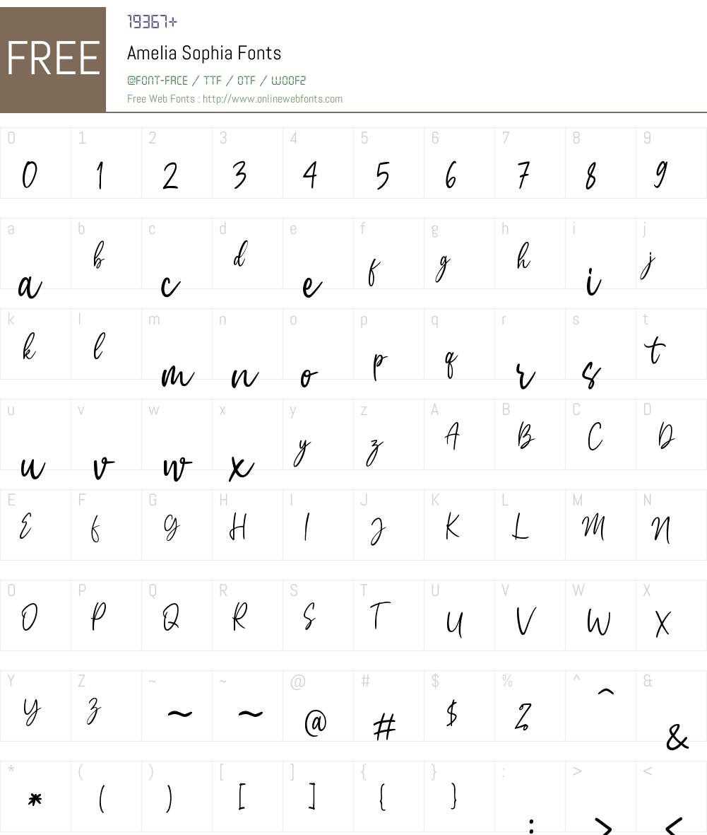Amelia Sophia Font Screenshots