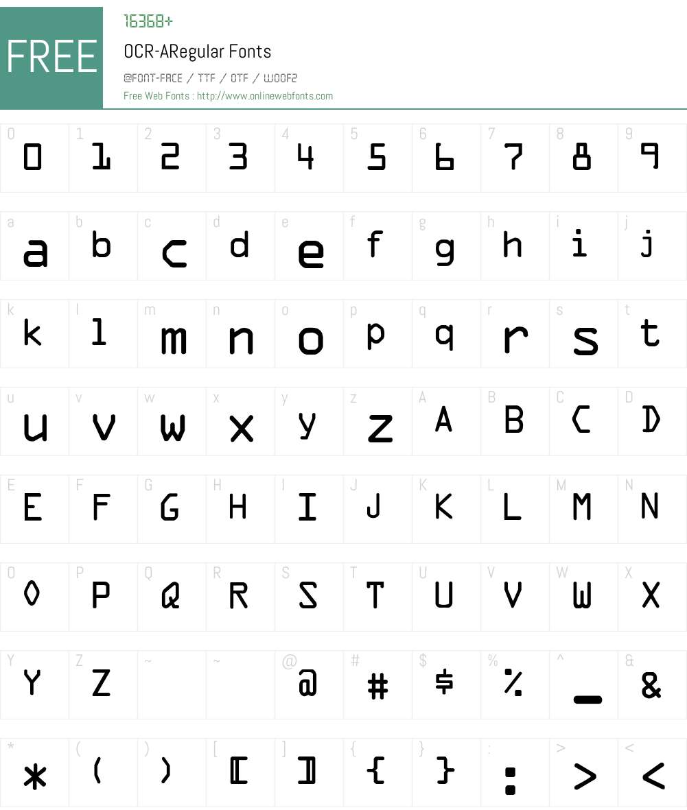 OCR Font Screenshots