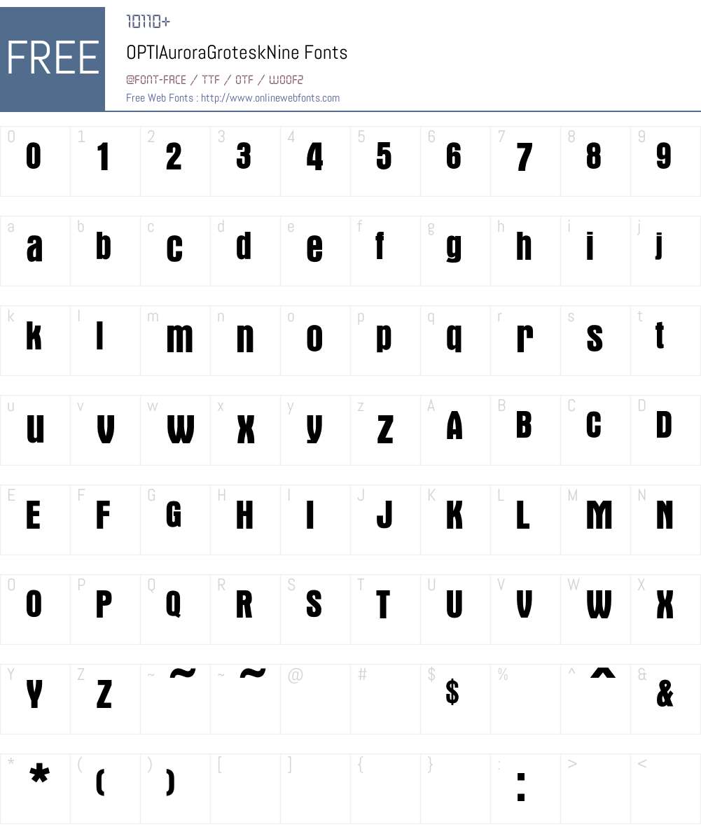 OPTIAuroraGroteskNine Font Screenshots