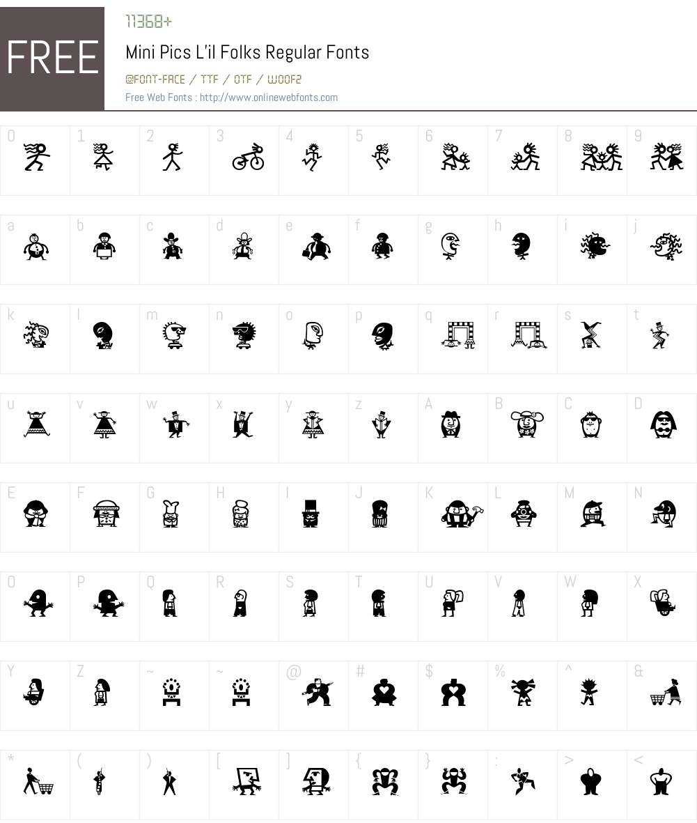 Mini Pics L'il Folks Font Screenshots