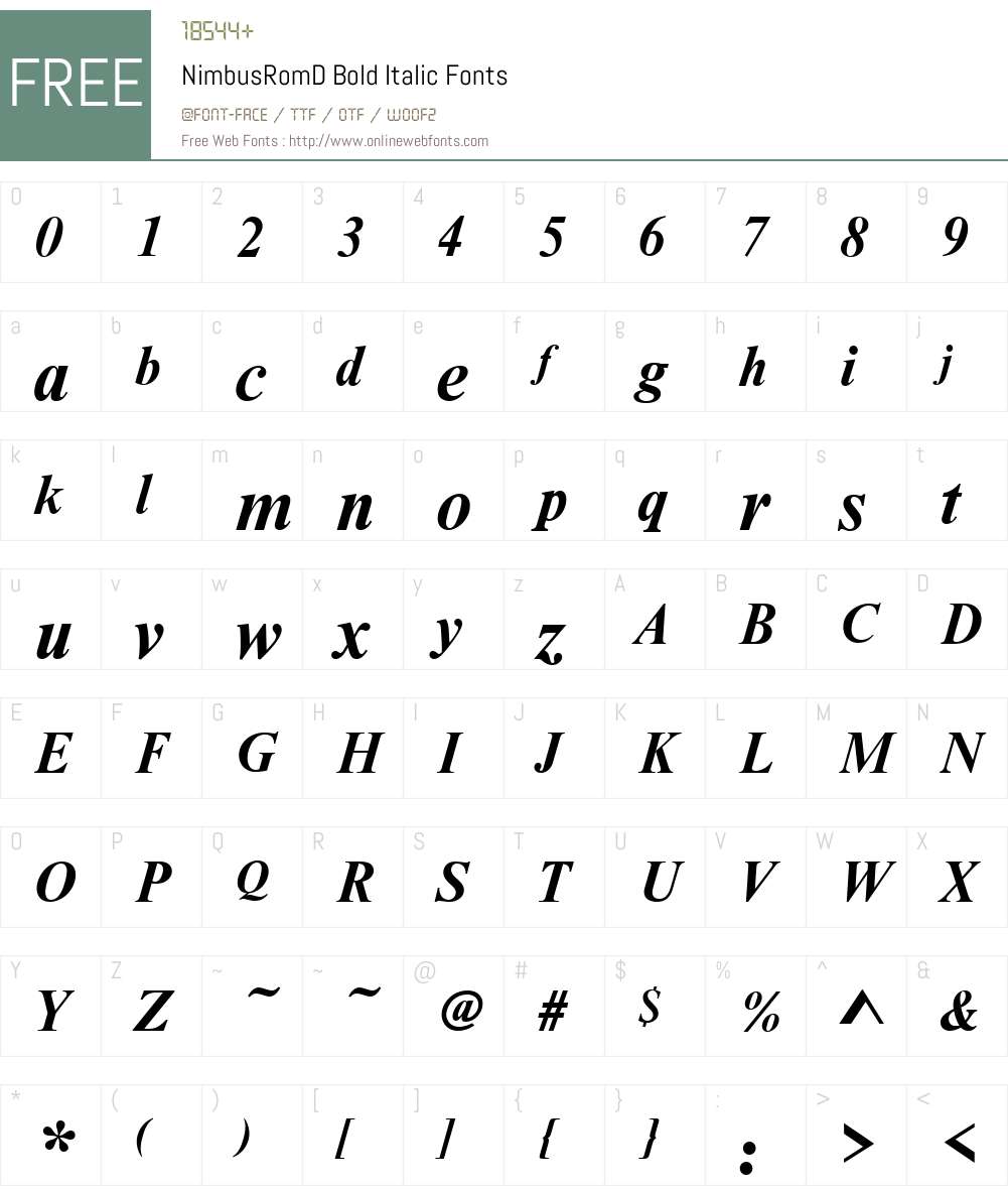 NimbusRomD Font Screenshots
