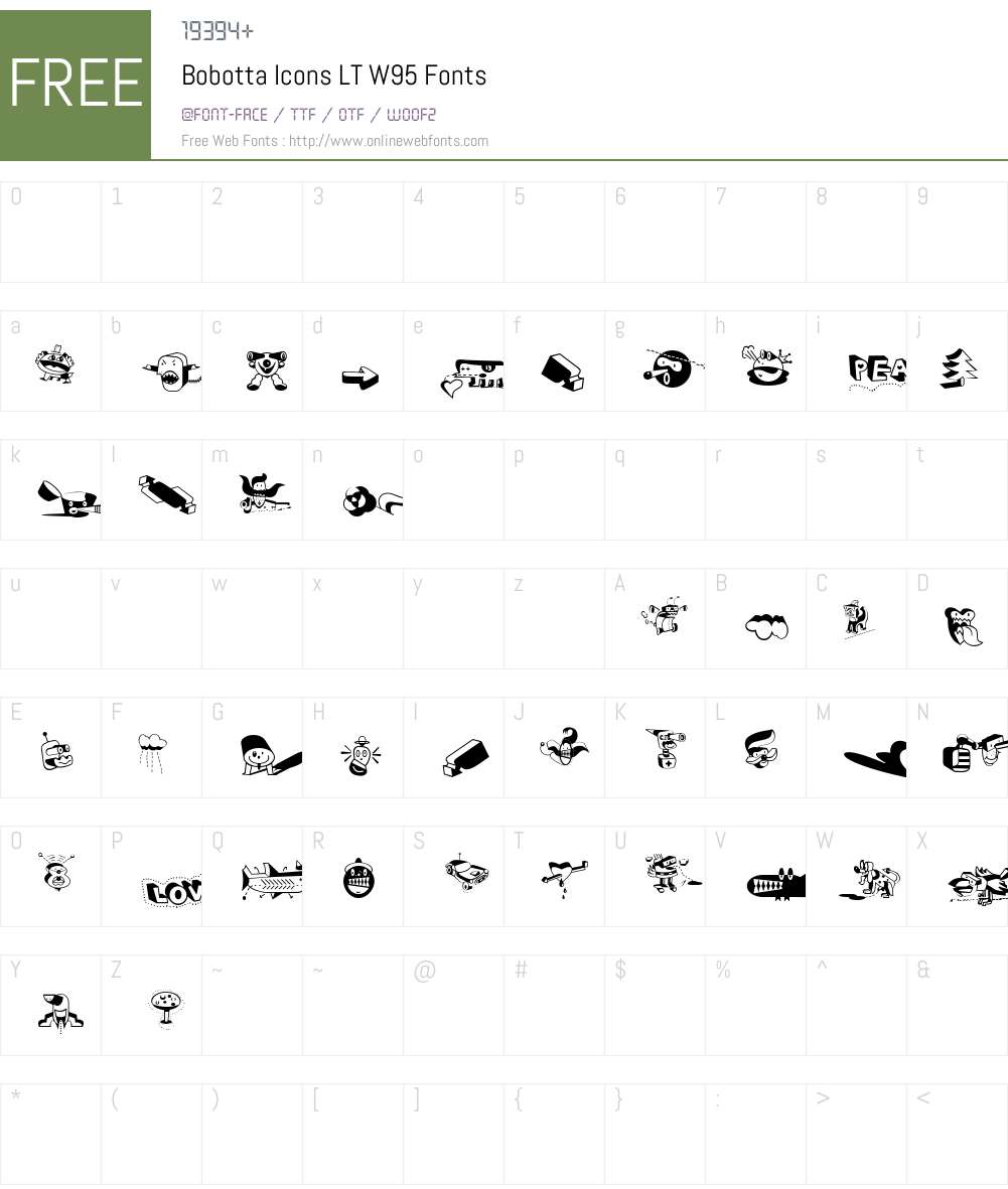 BobottaIconsLTW95 Font Screenshots
