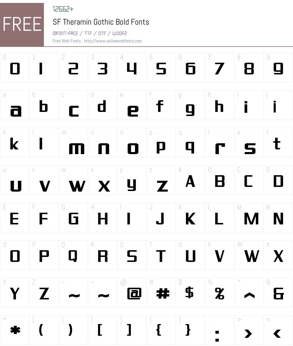 SF Theramin Gothic Font Screenshots