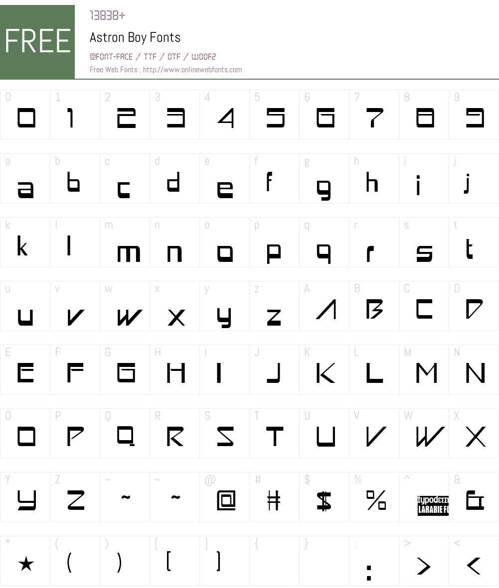 Astron Boy Font Screenshots