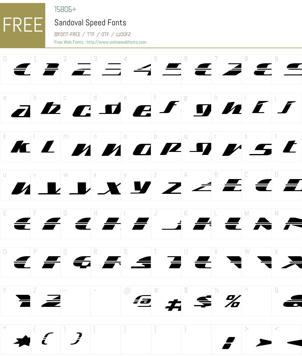 Sandoval Speed Font Screenshots