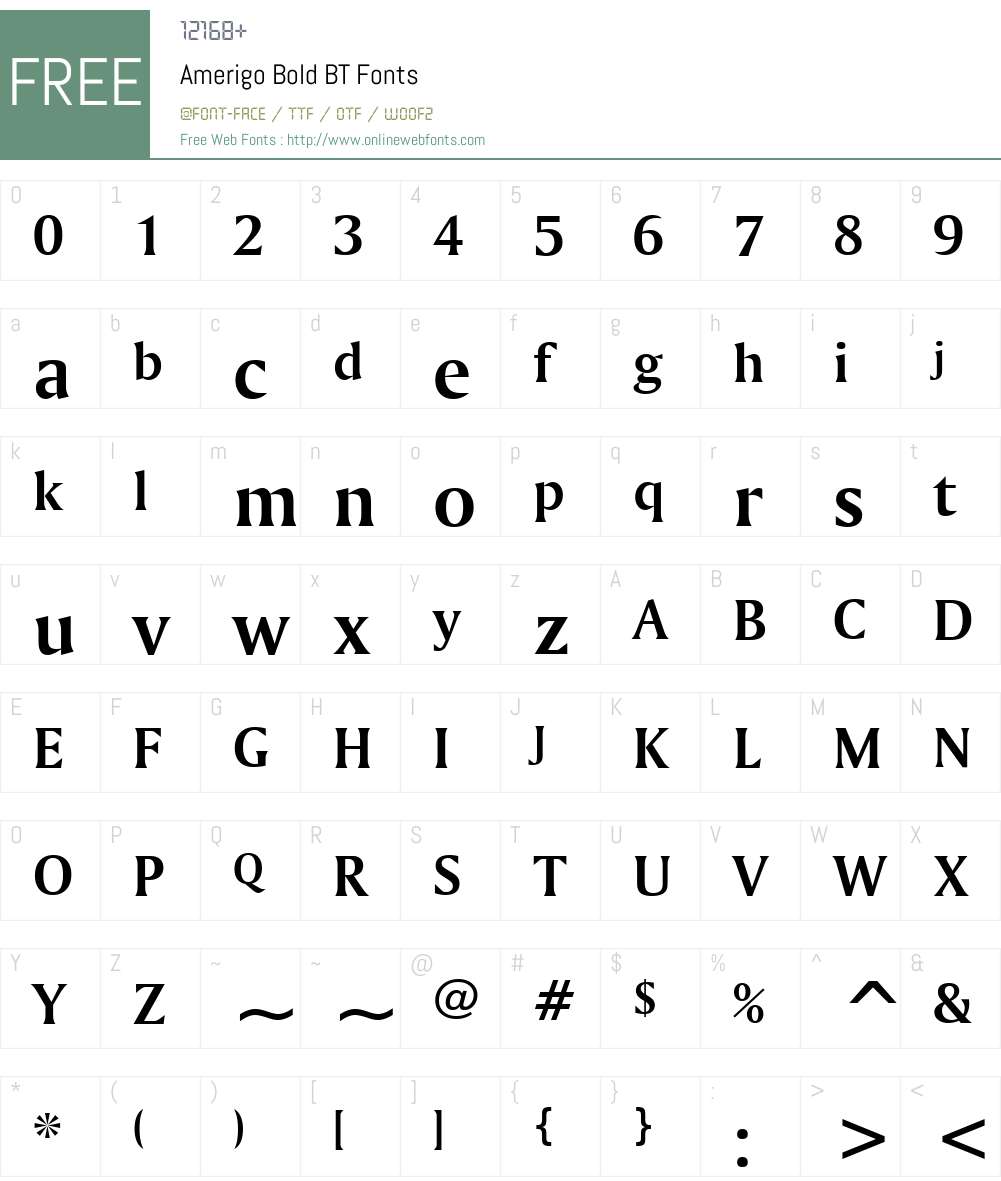 Amerigo BT Font Screenshots