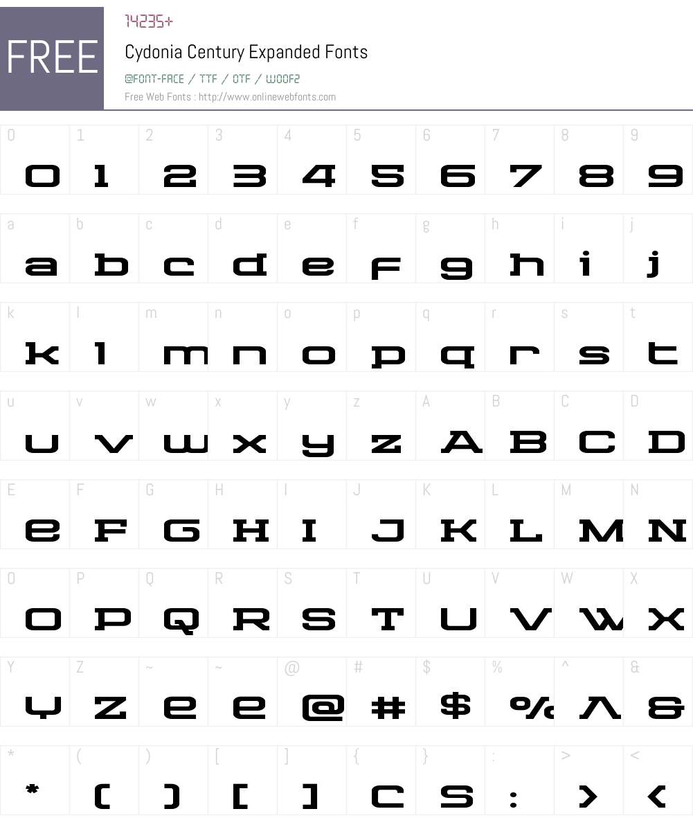 Cydonia Century Expanded Font Screenshots