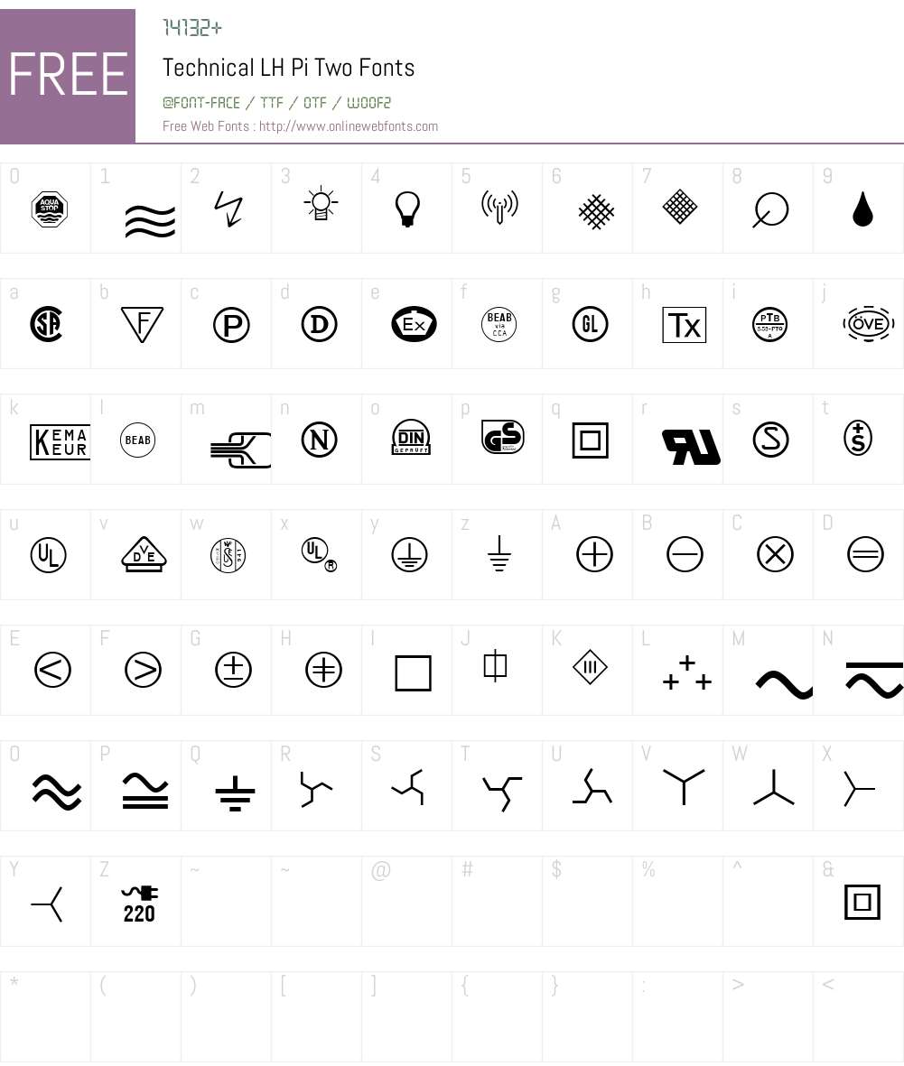 Linotype Technical PiTwo Font Screenshots